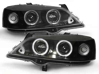 Scheinwerfer Dual Halo Felgen OPEL ASTRA G 09 97-02 04 ANGEL EYES Schwarz