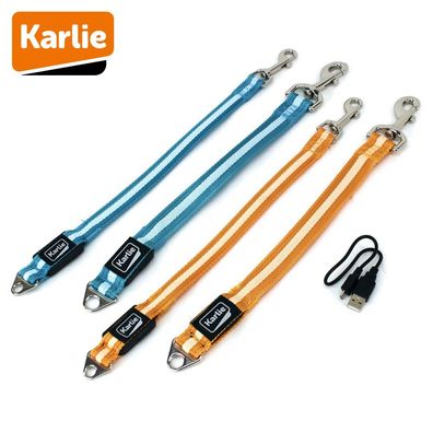 Karlie LED Leinenverlängerung VISIO - blau orange - Leuchtleine Gurt Hundeleine