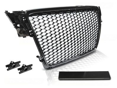 Grill AUDI A4 B8 08-11 Glänzend Schwarz RS-STIL