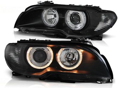 Scheinwerfer Dual Halo Felgen BMW E46 04 03-06 COUPE CABRIO ANGEL EYES Schwarz