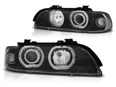 Scheinwerfer Dual Halo Felgen BMW E39 09 95-06 03 ANGEL EYES LED H7/ H7 Schwarz