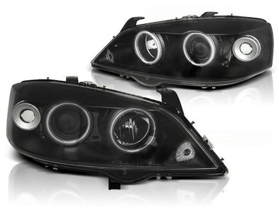 Scheinwerfer Dual Halo Felgen OPEL ASTRA G 09 97-02 04 ANGEL EYES CCFL Schwarz