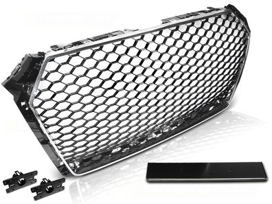 Grill AUDI A4 B9 15-19 Schwarz CHROM RS STYLE