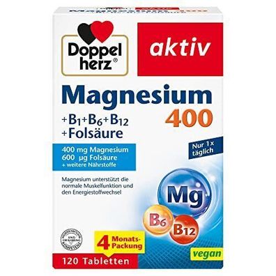 Doppelherz Magnesium 400 B1 B6 B12 Folsäure 1 x 120 Tabletten Sport