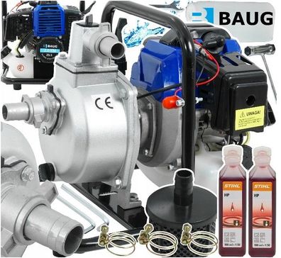 Benzin Wasserpumpe 8000L/ h 2-Takt Motorpumpe 1´´ BAUG