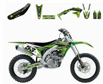 Dekorsatz Aufkleber Sticker Sitzbezug passt an Kawasaki Kxf 250 450 13-17 grün-s