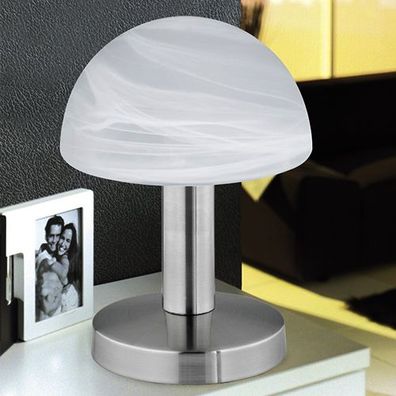 Touch Tisch Leuchte ?210mm | Dimmbar | Silber | Glas | Edelstahl | Nacht Lampe Nacht