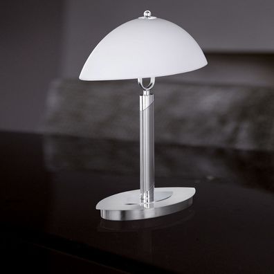 Tisch Leuchte ?390mm | Silber | Glas | Edelstahl | Nacht Lampe Nachttischlampe Nacht