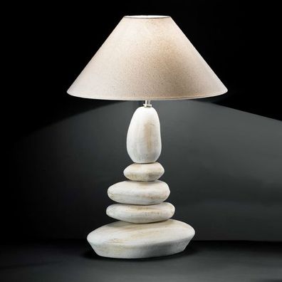Schirm Tisch Leuchte ?560mm | Design | Stoff | Beige | Textil | Stein | Nacht Lampe