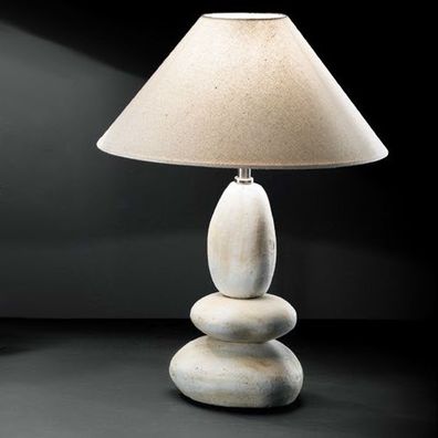 Schirm Tisch Leuchte ?440mm | Design | Stoff | Beige | Textil | Stein | Nacht Lampe