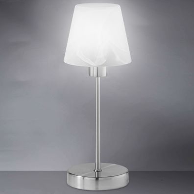 Schirm Tisch Leuchte ?320mm | Touch | Dimmbar | Weiß | Glas | Edelstahl | Nacht Lamp