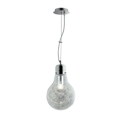 Glüh Birne Hänge Leuchte Ø220mm | Design | Chrom | Glas | Pendel Lampe Hängelampe Hä