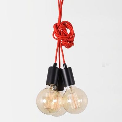Glüh Birne Hänge Leuchte Design | Retro | Rot | Alu | Pendel Lampe Loft Spider Hänge