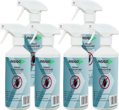 INSIGO 6x500ml Anti Floh Bekämpfung Schutz Spray Mittel Befall gegen Flöhe Vernichter