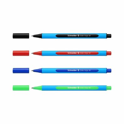 Schneider Kugelschreiber Slider Edge M - 4er-Set schwarz, rot, blau, grün