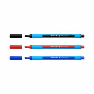Schneider Kugelschreiber Slider Edge F - 3er-Set schwarz, rot, blau