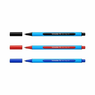 Schneider Kugelschreiber Slider Edge M - 3er-Set schwarz, rot, blau