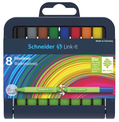 Schneider Link-IT Fineliner Box mit 8 Stiften