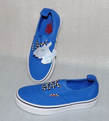 Vans Authentic Elastic Lase K'S Canvas Schuhe Kids Sneaker Gr 31 UK13 Blau Weiß
