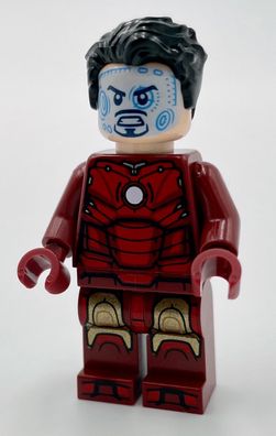 Lego Marvel, Iron Man Mark 3 Armor, Black Hair, Dark Red Arms (sh739) NEU