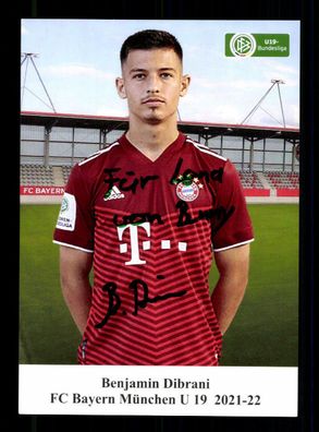 Banjamin Dibrani Autogrammkarte Bayern München U 19 2021-22 Original Signiert
