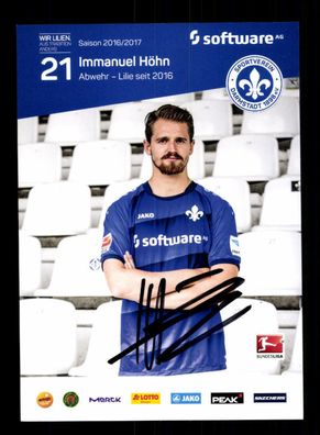 Immanuel Höhn Autogrammkarte Darmstadt 98 2016-17 Original Signiert + A 223939