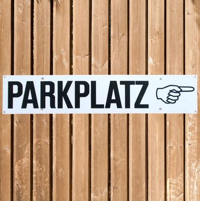 Wegweiser-Schild "Parkplatz", Tunier Hinweisschild beidseitig, weiß, 50 x 10 cm