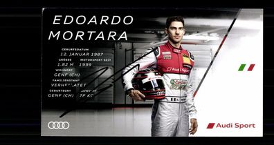 Edoardo Mortara Autogrammkarte Original Signiert Motorsport + G 35974