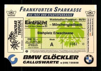 Ticket BL Eintracht Frankfurt - Borussia Mönchengladbach 1990-91 + G 36474