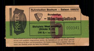 Ticket BL VfL Bochum - Borussia Mönchengladbach 1990-91 + G 36475