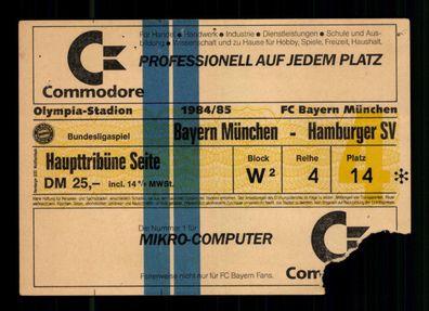 Ticket BL Bayern München - Hamburger SV 1984-85 + G 36446