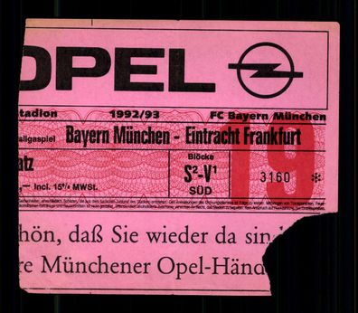 Ticket BL Bayern München - Eintracht Frankfurt 1992-93 + G 36453