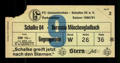 Ticket BL FC Schalke 04 - Borussia Mönchengladbach 1980-81 + G 36487