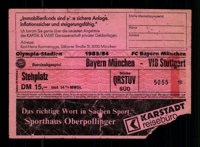 Ticket BL Bayern München - VfB Stuttgart 1983-84 + G 36449