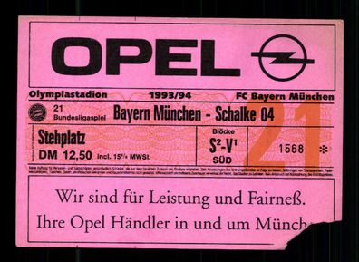 Ticket BL Bayern München - FC Schalke 04 1993-94 + G 36452