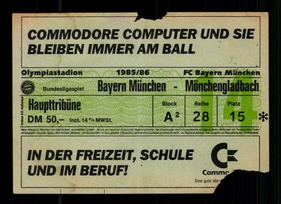 Ticket BL Bayern München - Borussia Mönchengladbach 1985-86 + G 36462