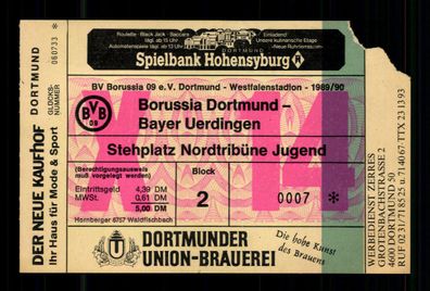 Ticket BL Borussia Dortmund - Bayer Uerdingen 1989-90 + G 36482
