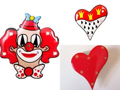 Blinky LED Anstecker Brosche rotes Herz Köln Wappen Clown Karneval Party