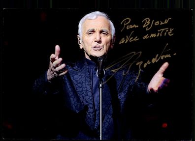 Charles Aznavour 1924-2018 Autogrammkarte Original Signiert ## BC G 36109
