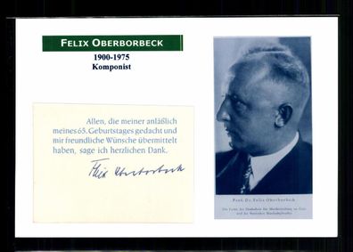 Felix Oberborbeck 1900-1975 Komponist Original Signiert # BC 191321