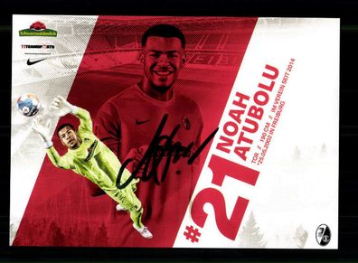 Noah Atubolu Autogrammkarte SC Freiburg 2021-22 Original Signiert
