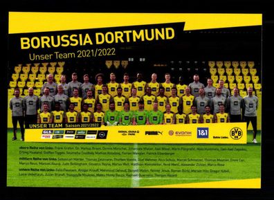 Original Mannschaftskarte Borussia Dortmund 2021-22 Druck Unterschriften