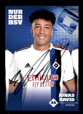 Jonas David Autogrammkarte Hamburger SV 2019-20 Original Signiert