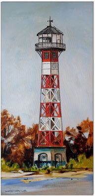Klausewitz: Original Acryl auf Leinwand: Leuchtturm Wittenbergen/ 30x60 cm