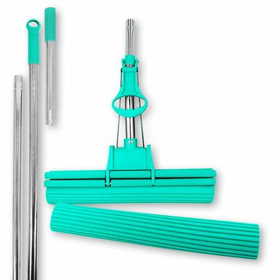 Set - Abacus Green Mop 40 cm mit Ersatschwamm und kurzem Verlängerungsstiel