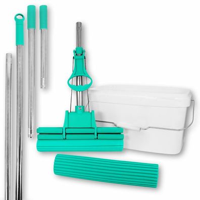 Set - Abacus Green Mop 30 cm, Ersatschwamm, Eimer und zwei Verlängerungsstielen