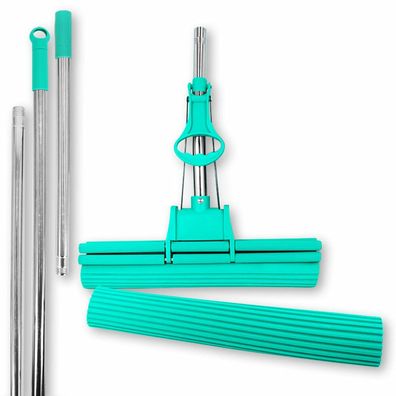 Set - Abacus Green Mop 40 cm mit Ersatschwamm und langem Verlängerungsstiel