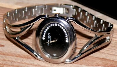 ENZO Tempo Damen Uhr Armbanduhr 3ATM Titan Silber 20x Schmuck Steine 1763678