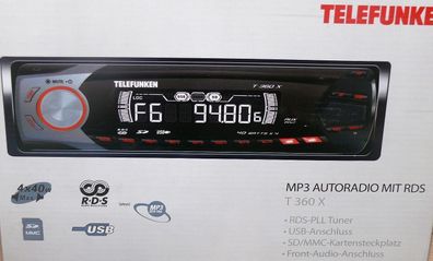 Telefunken T360X CAR AUTO RADIO PLL RDS MP3 USB SD AUX 4x 40W ID-Tag Schwarz
