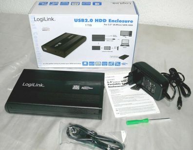 Logilink 1TB SATA HDD Externe Tragbare Mobile Festplatte 3,5 Zoll USB 2.0 Black